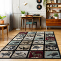Wild Life Collection Black Beige Area Rug