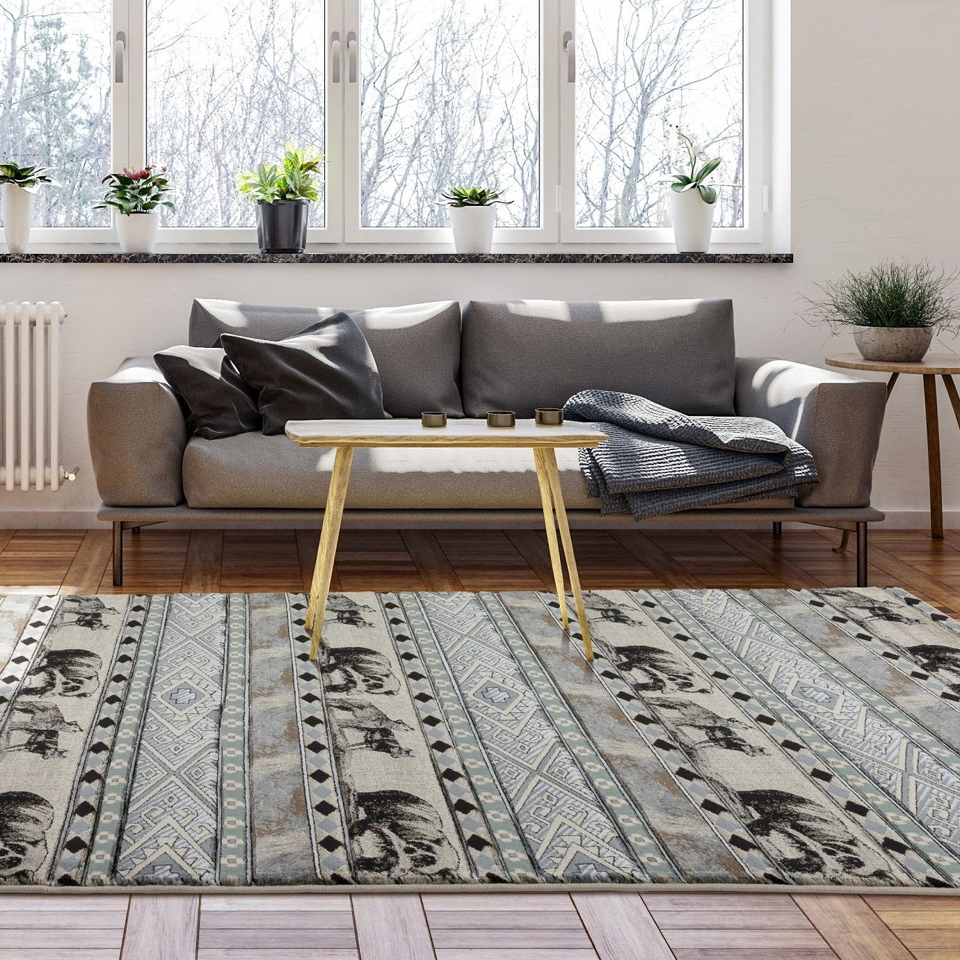 Wild Life Collection Cream Beige Area Rug