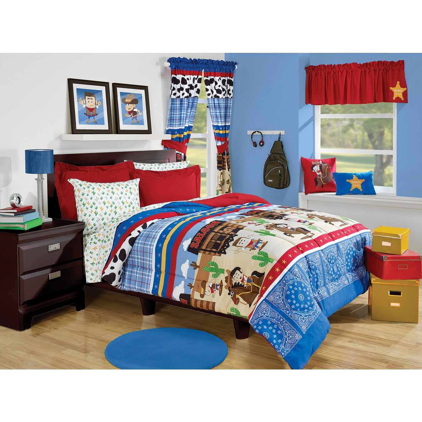 Wild West 3 Piece Comforter Set Blue