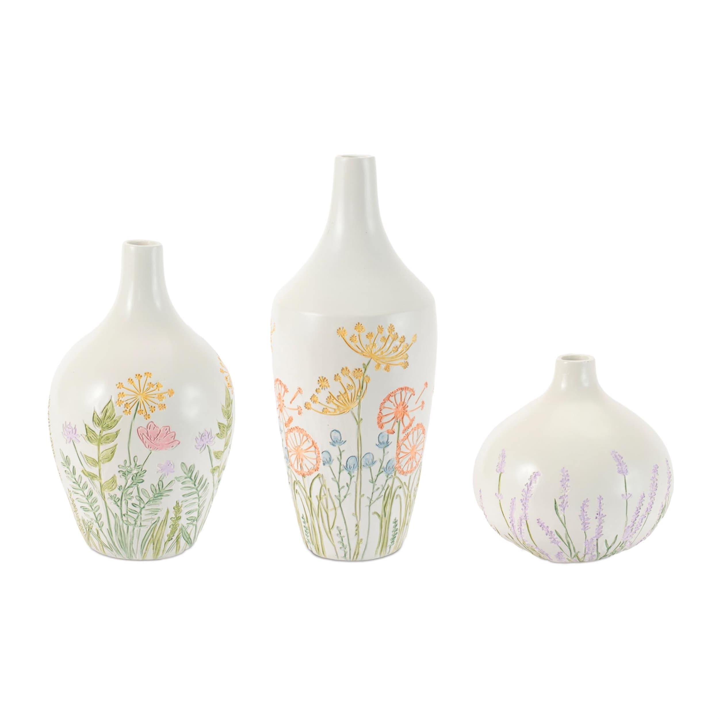Wildflower Botanical Resin Vase Set Of 3