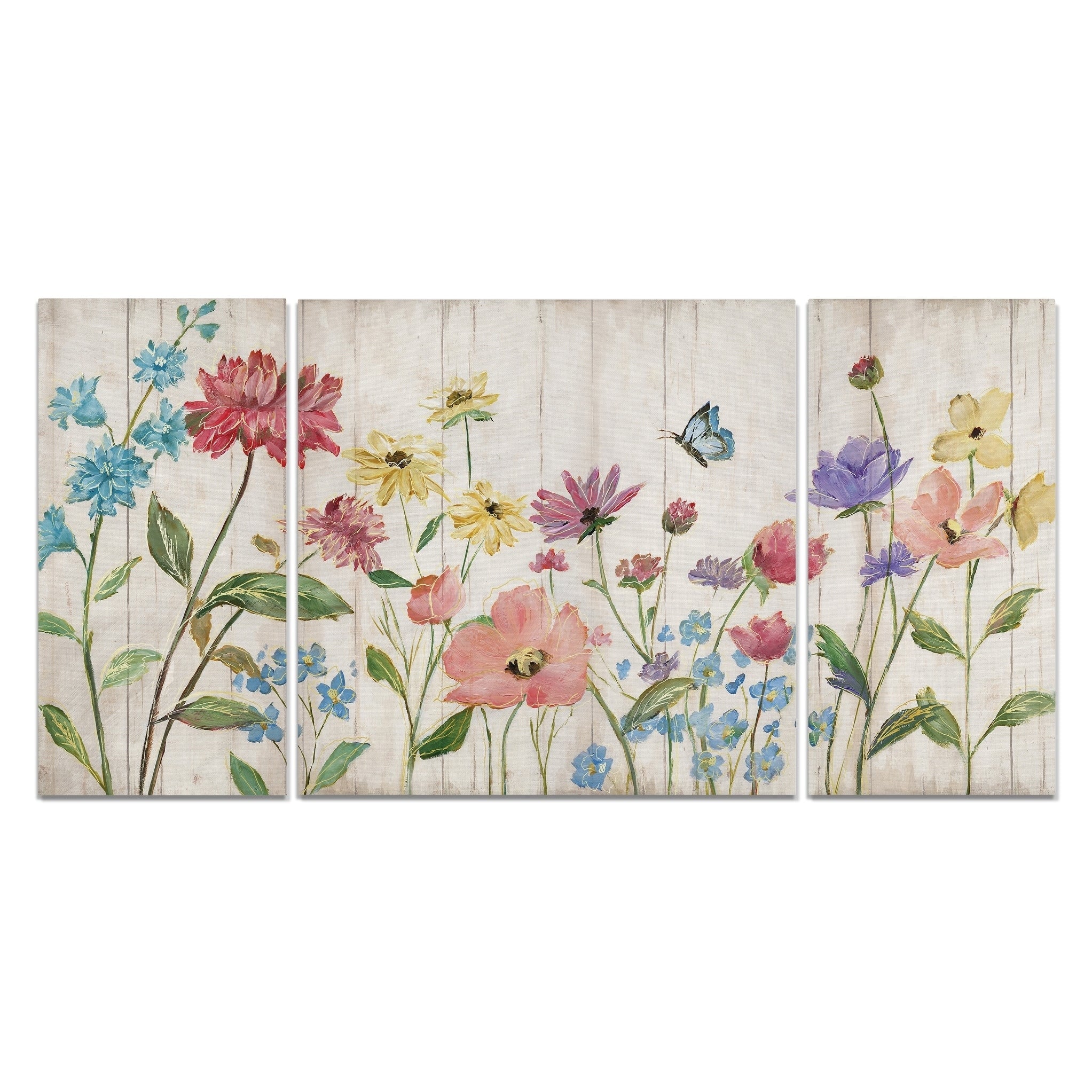 Wildflower Flutter On Wood A Premium Multi Piece Art Available In 3 Sizes