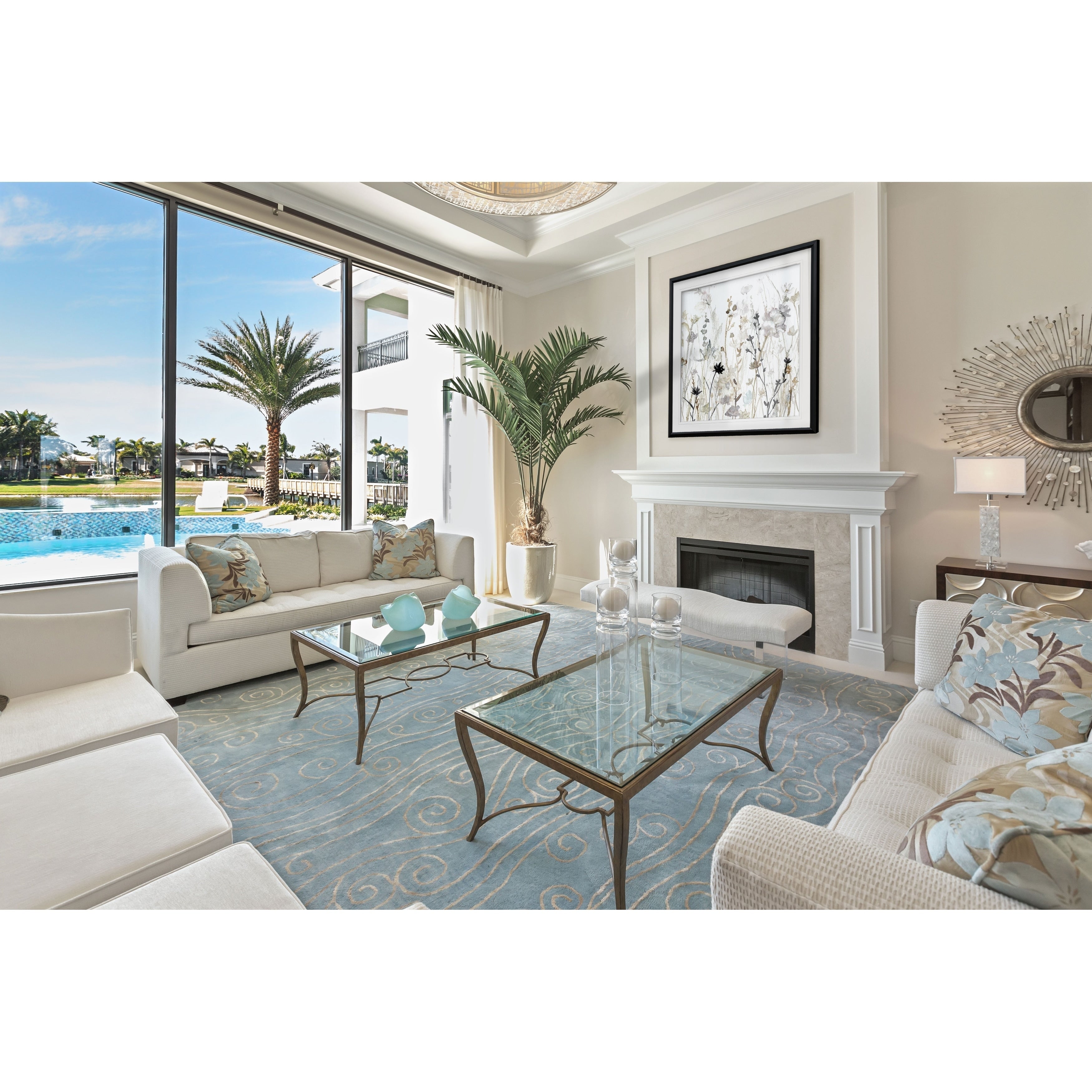 Wildflower Mist Ii Custom Framed Print Blue White Grey Yellow Green Silver Gold