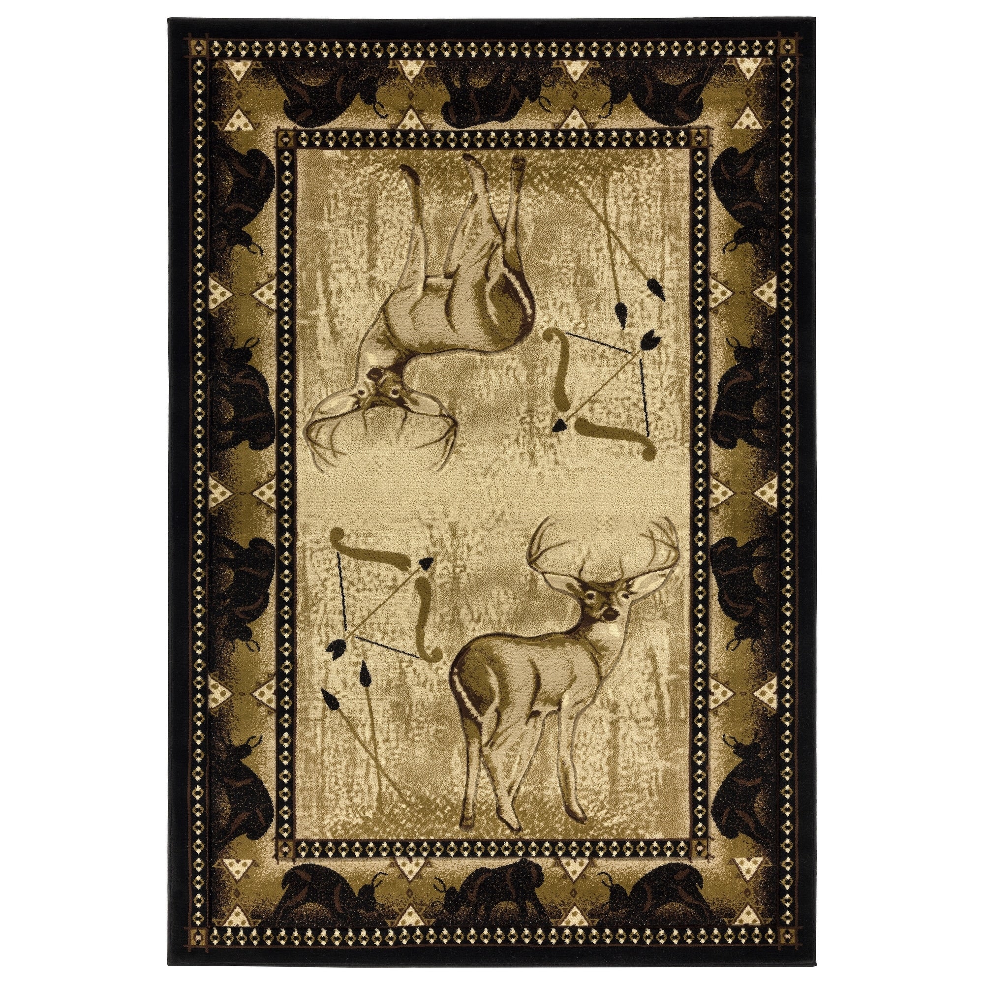 Wildlife Collection Beige Black Area Rug