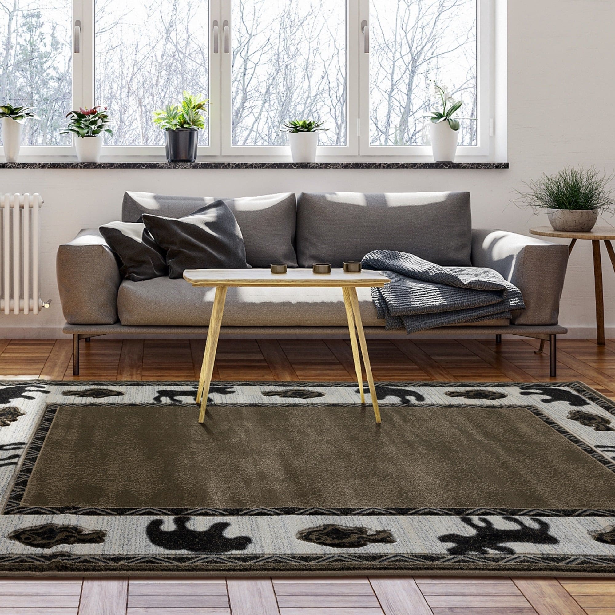 Wildlife Collection Brown Beige Area Rug