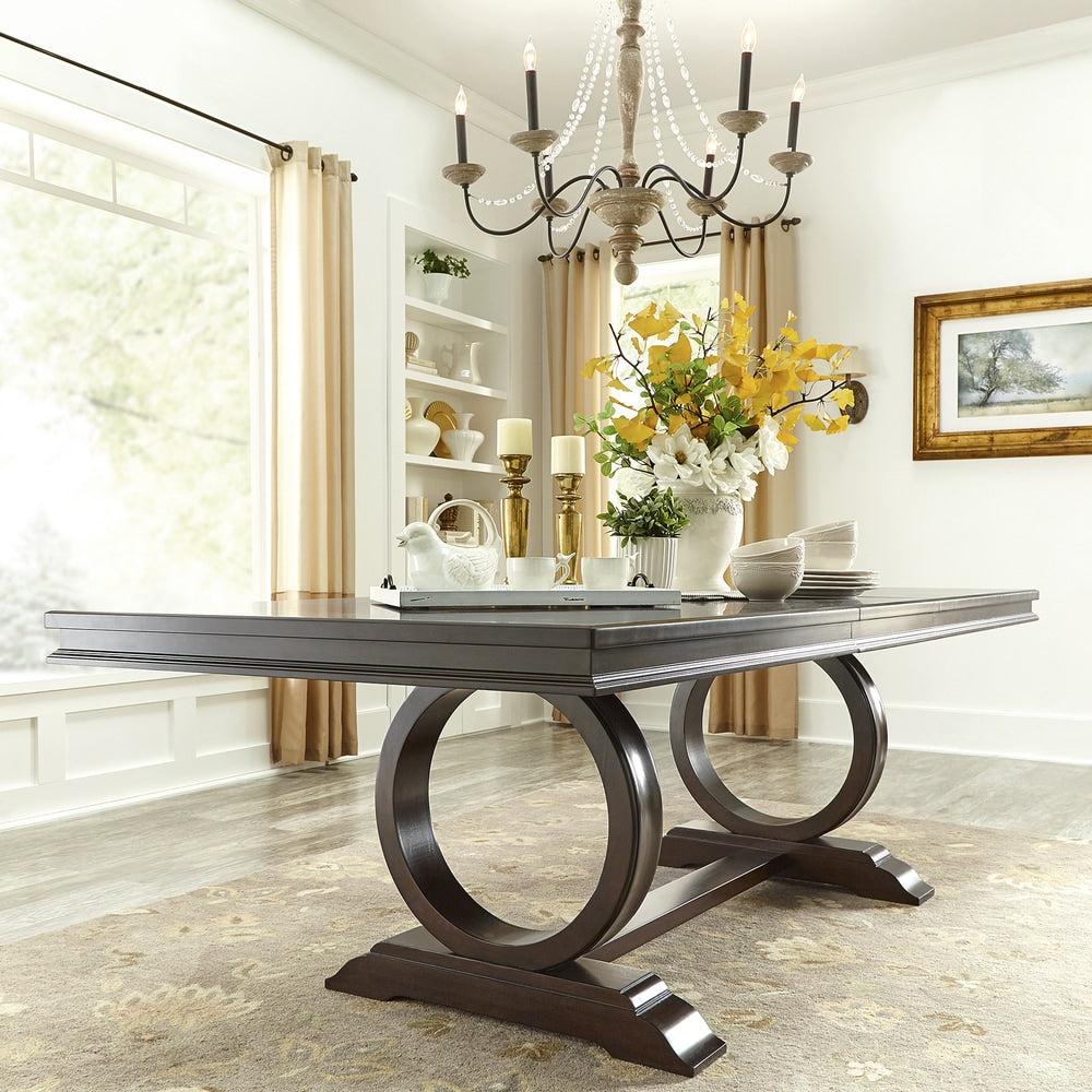 Willa Dark Cherry Wood Extendable Trestle Base Dining Table By Inspire Q Classic Cherry Brown
