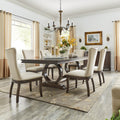 Willa Dark Cherry Wood And Beige Fabric Extendable Rectangular Dining Set By Inspire Q Classic