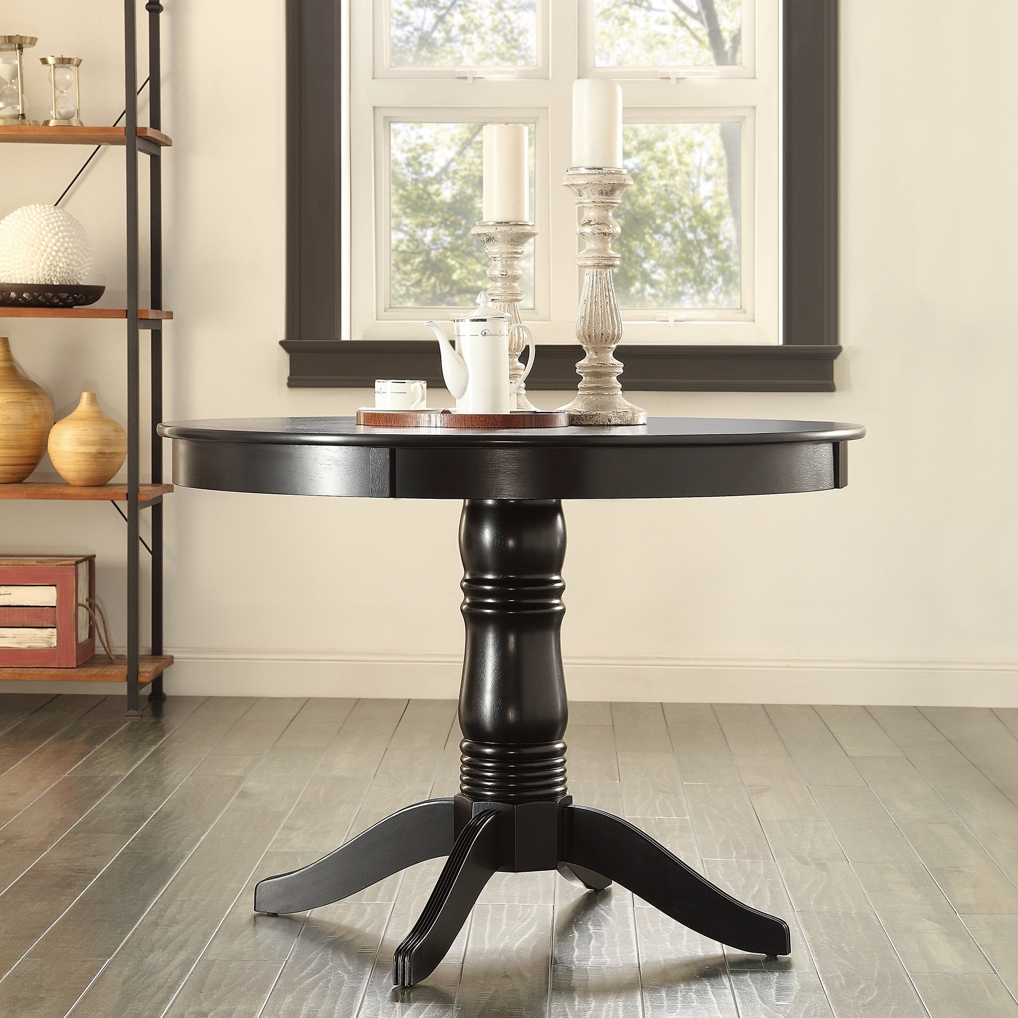 Wilma Black Round Pedestal Dining Table By Inspire Q Classic