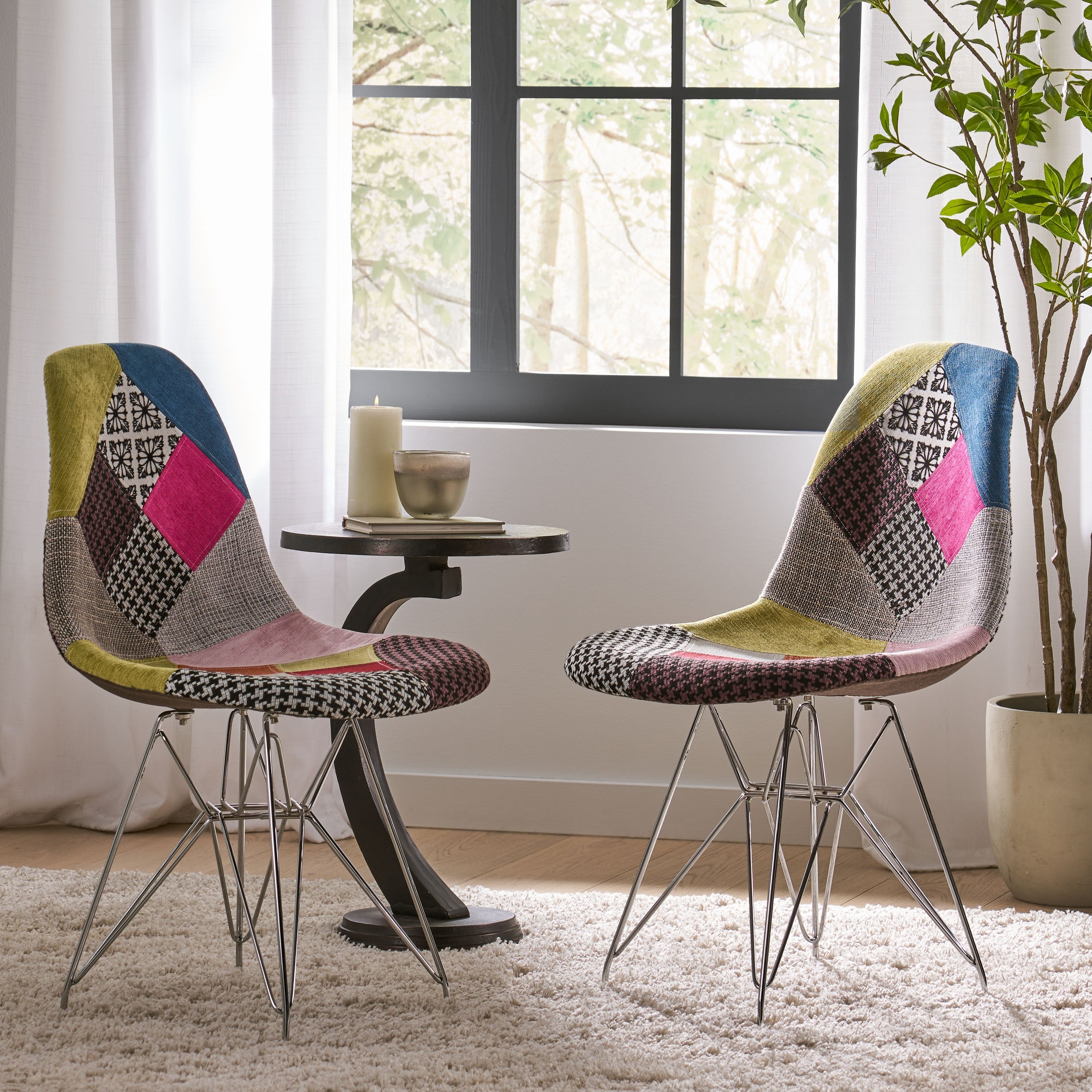Wilmette Patchwork Fabric Chair By Christopher Knight Home Set Of 2