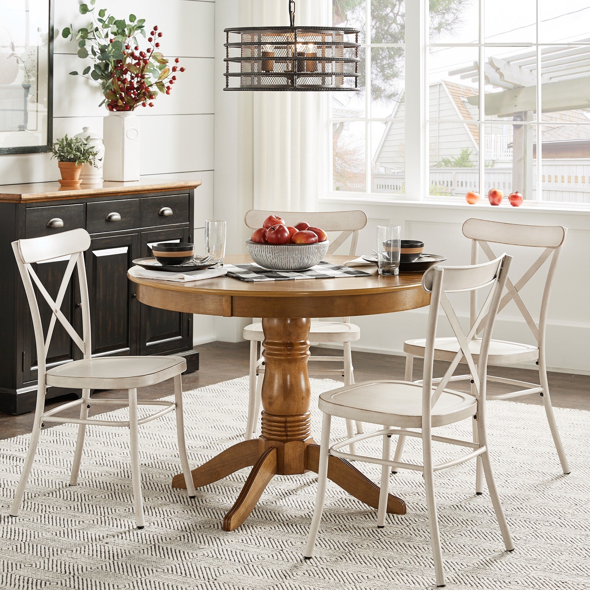 Wilmington Ii 42 Oak Round Pedestal Base 5 Piece Dining Set By Inspire Q Classic