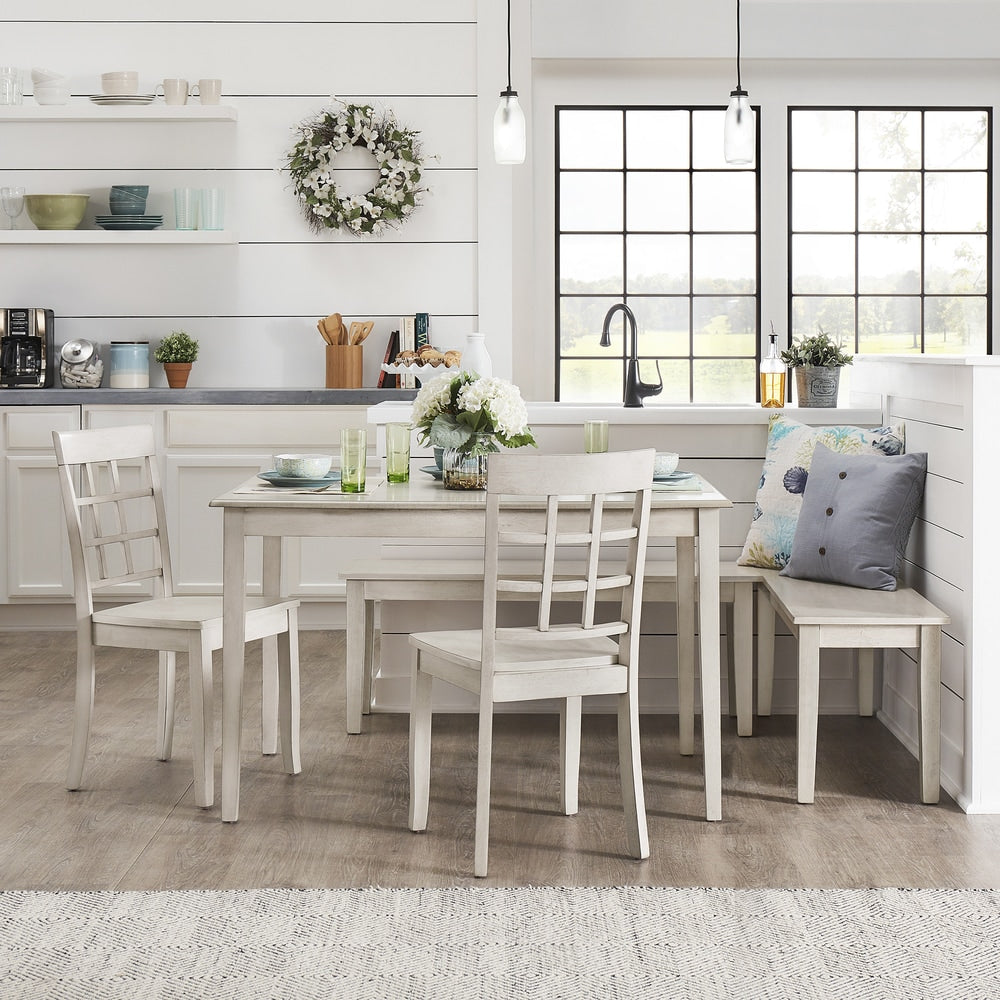 Wilmington Ii Rectangular Antique White Breakfast Nook Set By Inspire Q Classic