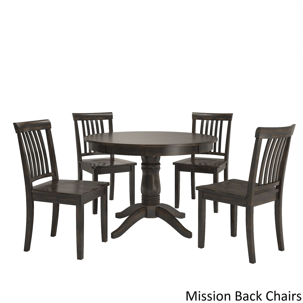 Wilmington Ii Round Pedestal Base Antique Black 5 Piece Dining Set By Inspire Q Classic