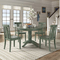 Wilmington Ii Round Pedestal Base Antique Sage Green 5 Piece Dining Set By Inspire Q Classic