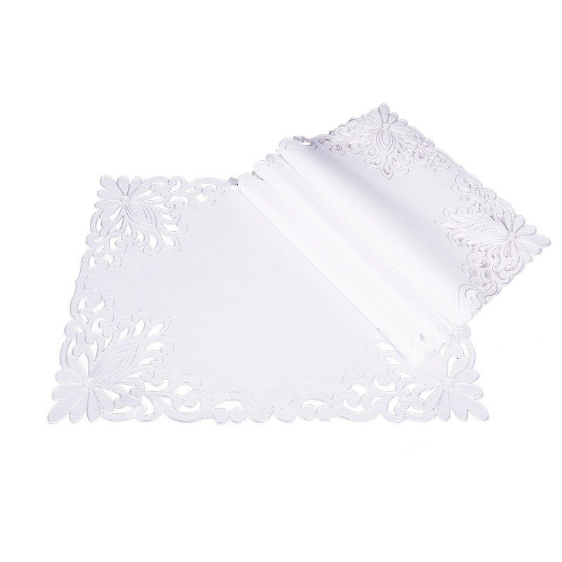 Wilshire Embroidered Cutwork Placemats 14 By 20 Inch Set Of 4 White