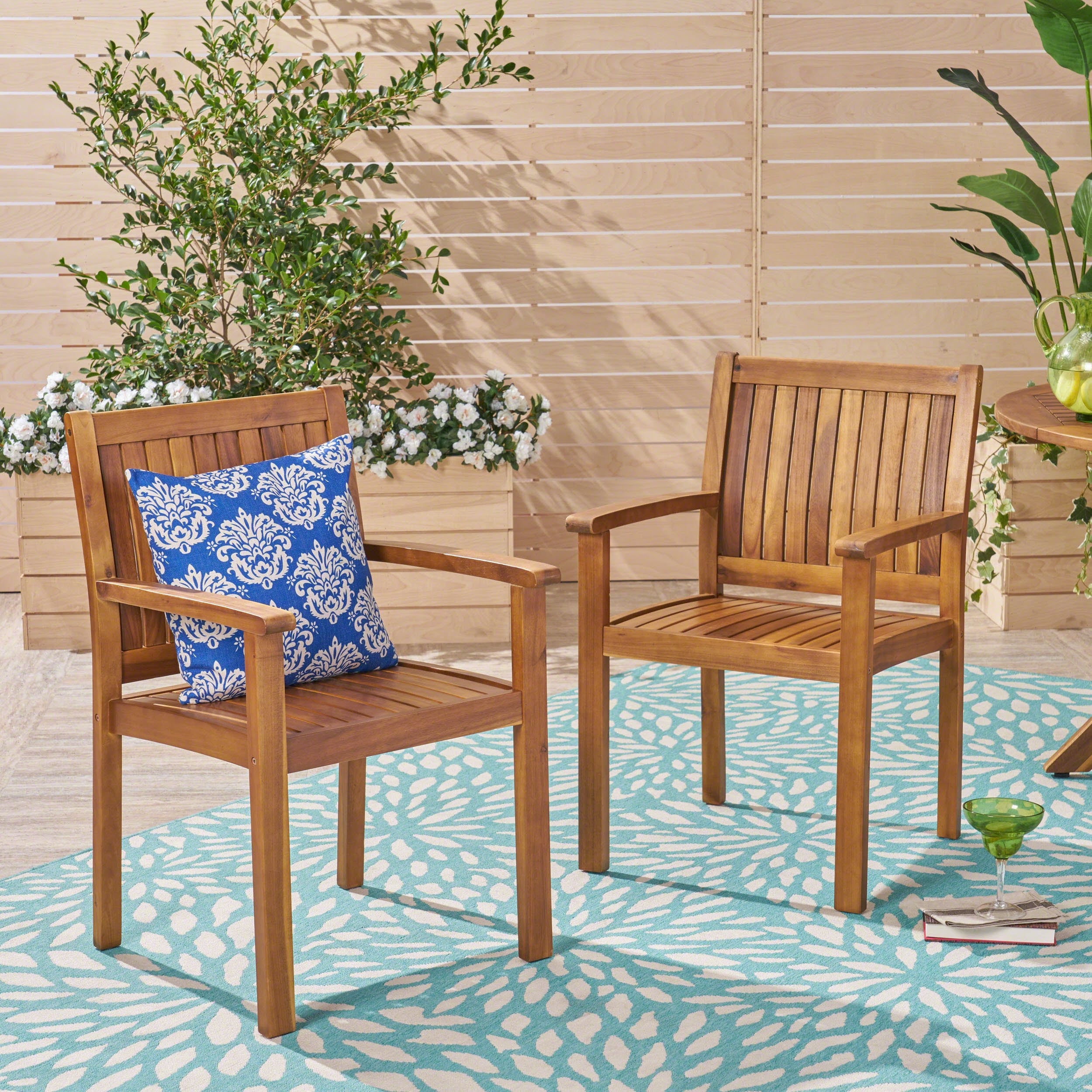 Wilson Outdoor Acacia Wood Dining Chairs Set Of 2 By Christopher Knight Home