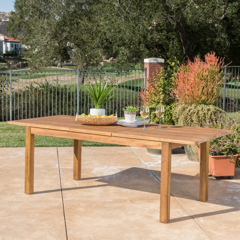 Wilson Outdoor Rectangle Expandable Acacia Wood Dining Table By Christopher Knight Home