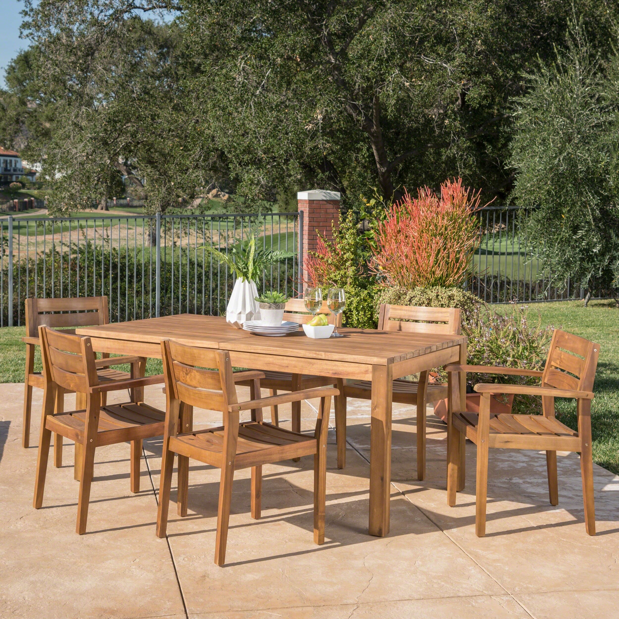 Wilson Outdoor Wood Expandable Rectangle Dining Set By Christopher Knight Home