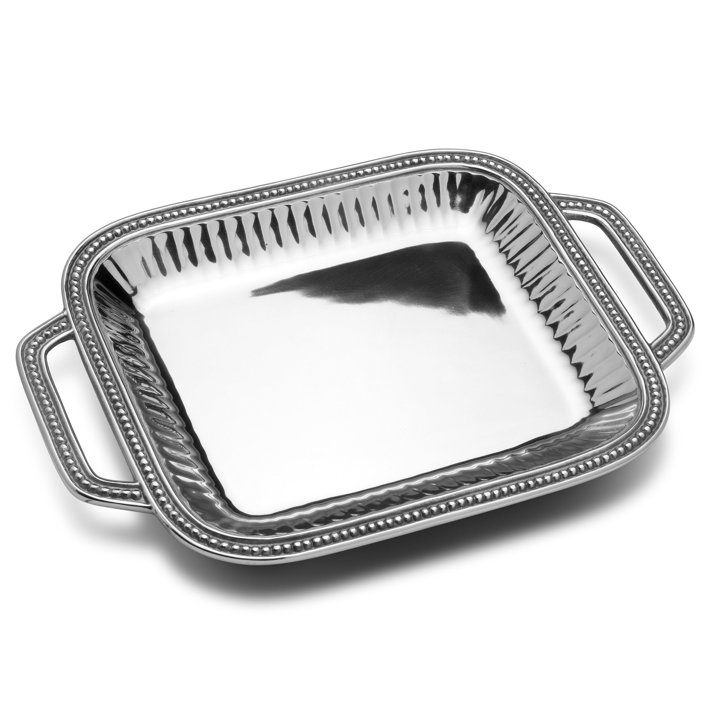 Wilton Armetale Flutes Pearls Rectangular Tray With Handle