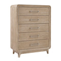 Wily Tall Dresser Chest 5 Drawers With Nickel Bar Handles Natural Brown