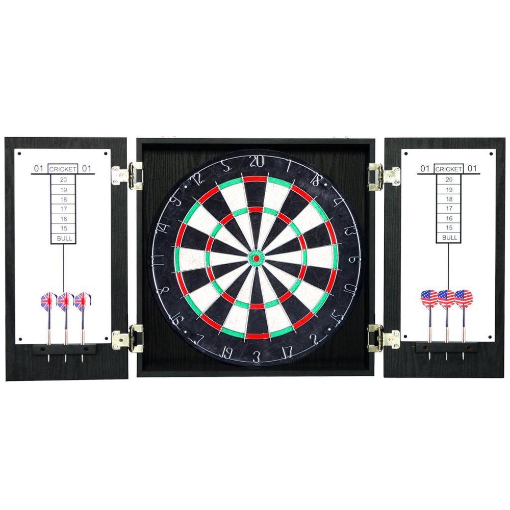 Winchester Dartboard Cabinet With Sisal Fiber For Steel Tip Darts Black Finish