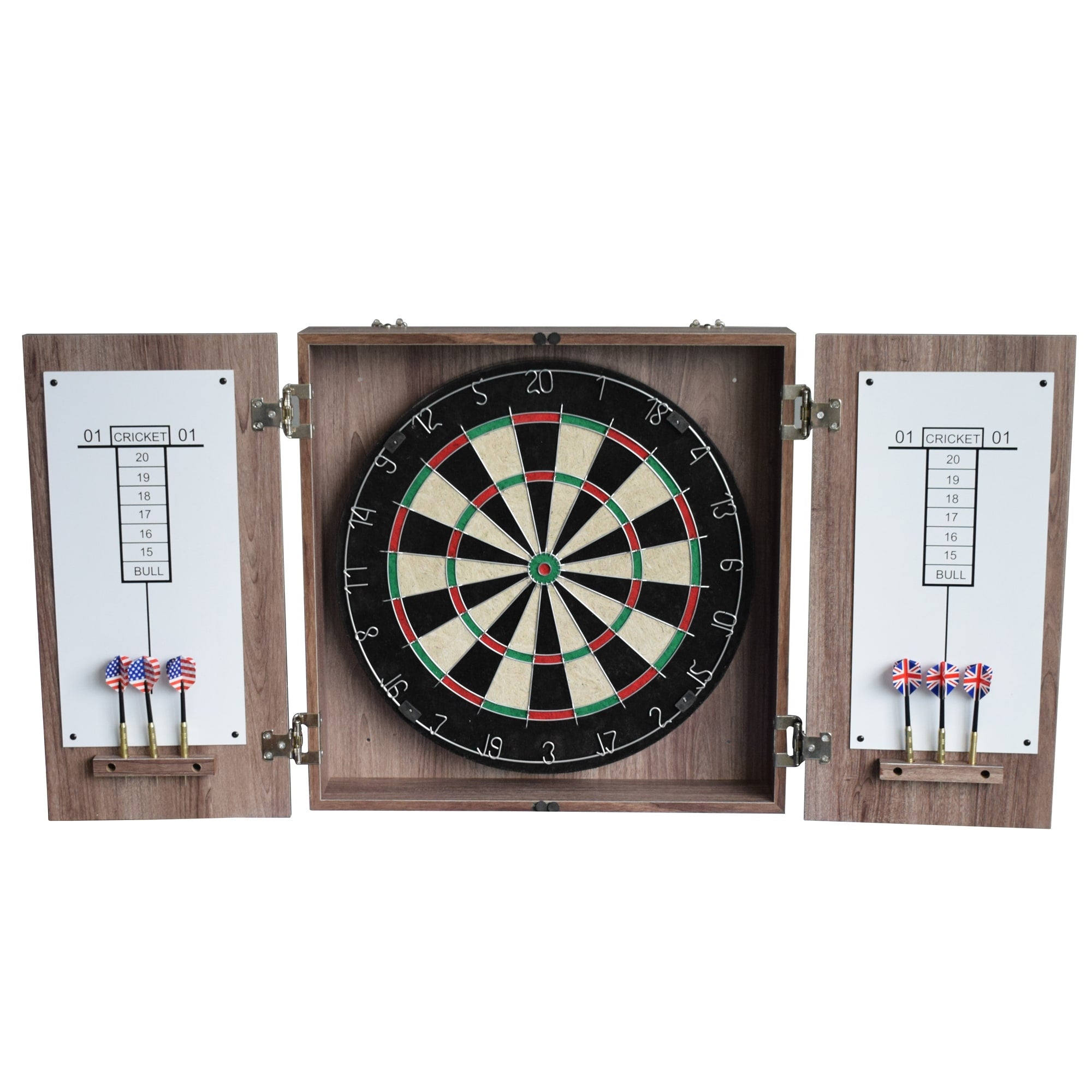 Winchester Dartboard Cabinet With Sisal Fiber For Steel Tip Darts Driftwood Finish