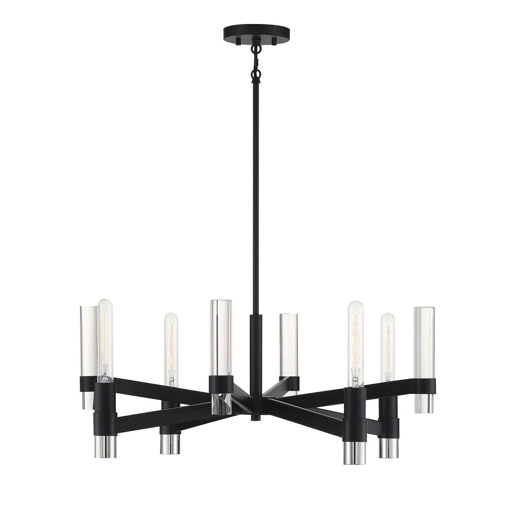 Windamere 4 Light Chandelier In Textured Black With Polished Nickel Accents