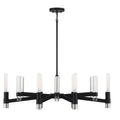 Windamere 6 Light Linear Chandelier In Textured Black With Polished Nickel Accents