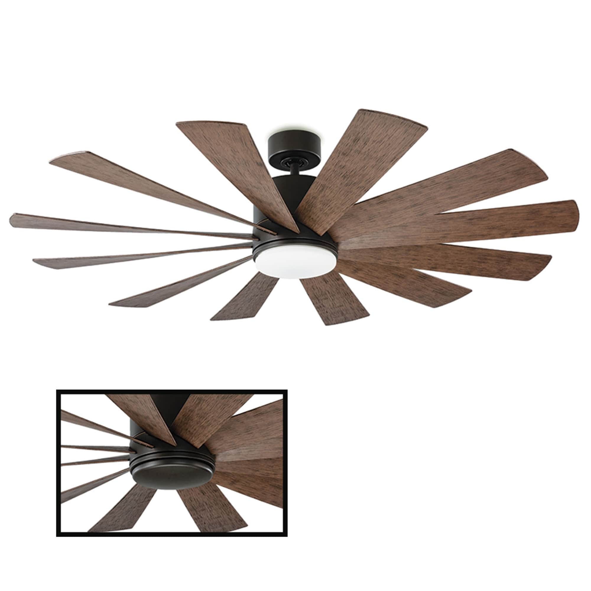 Windflower 60 Inch 12 Blade Indoor Outdoor Smart Ceiling Fan With Six Speed Dc Motor And Led Light.