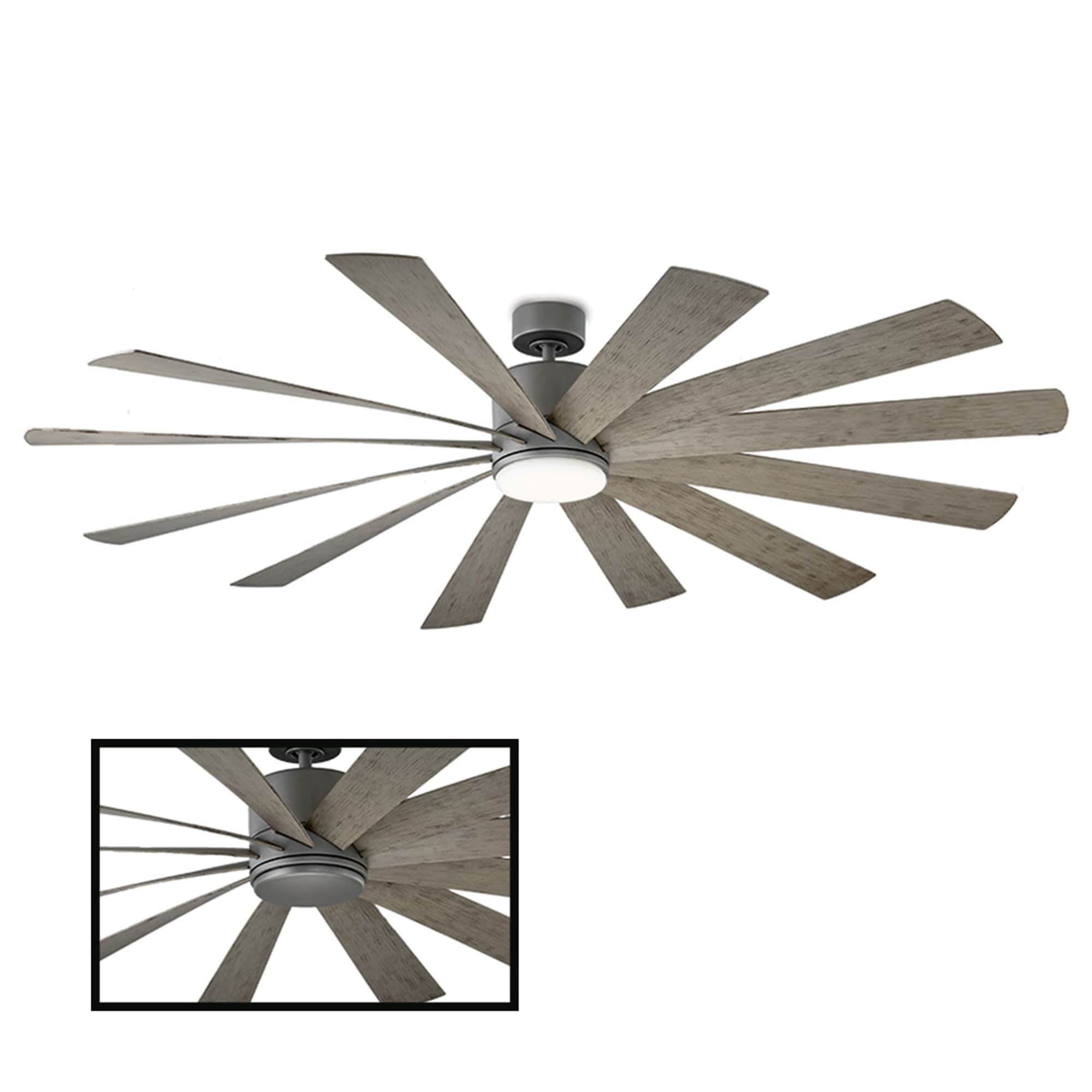 Windflower 80 Inch 12 Blade Indoor Outdoor Smart Ceiling Fan With Six Speed Dc Motor And Led Light.