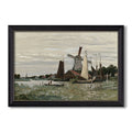 Windmill At Zaandam 1871 Claude Monet Custom Framed Canvas