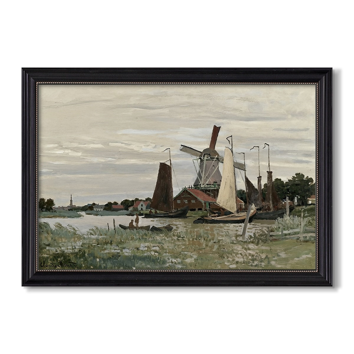 Windmill At Zaandam 1871 Claude Monet Custom Framed Canvas
