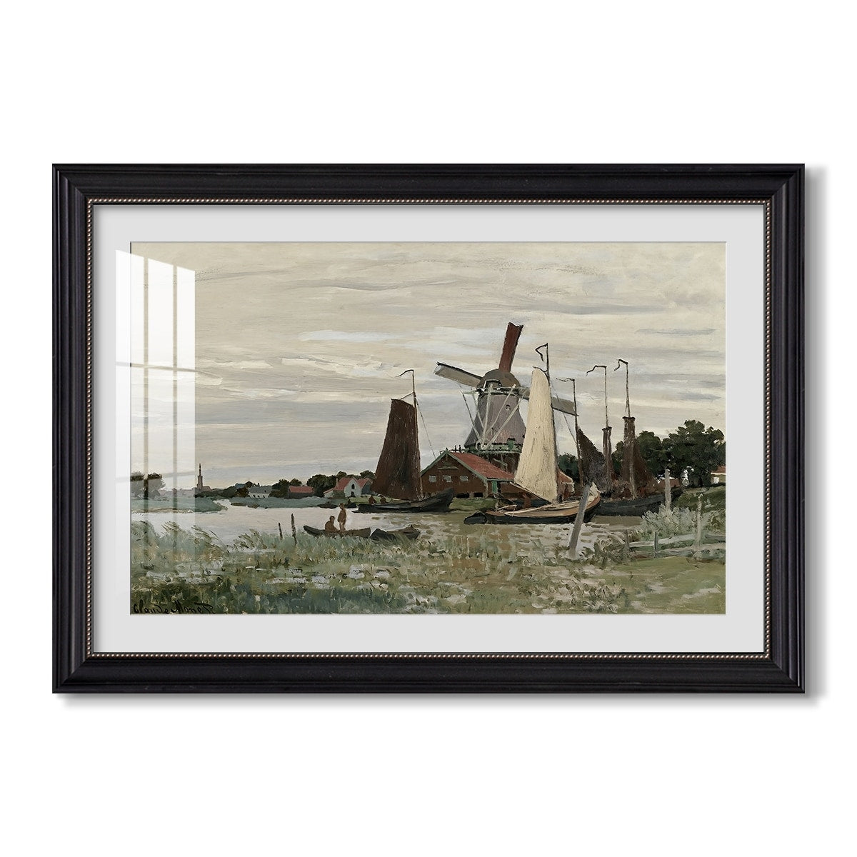 Windmill At Zaandam 1871 Claude Monet Custom Framed Print