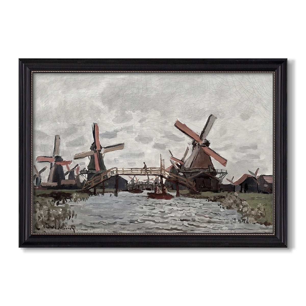 Windmills Near Zaandam 1871 Claude Monet Custom Framed Canvas