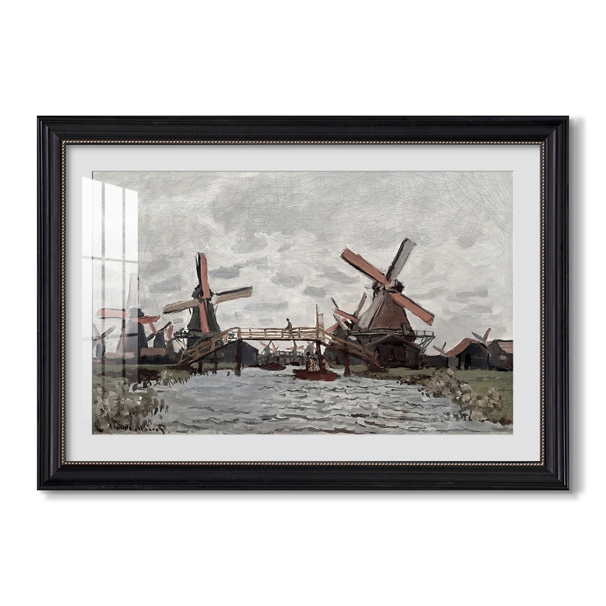 Windmills Near Zaandam 1871 Claude Monet Custom Framed Print