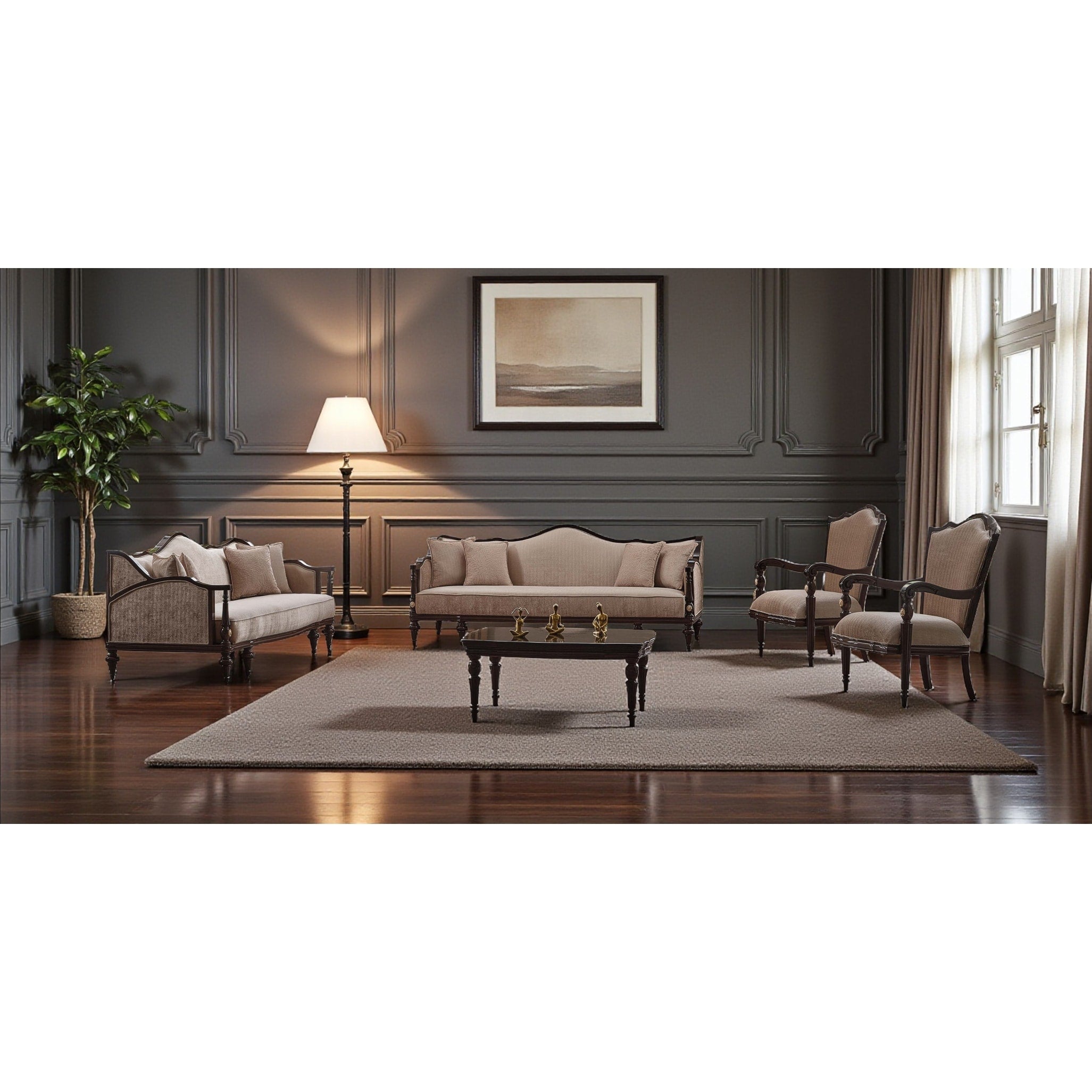 Windsor 4 Pieces Living Room Sets 1 Sofa 1 Loveseat 2 Chair