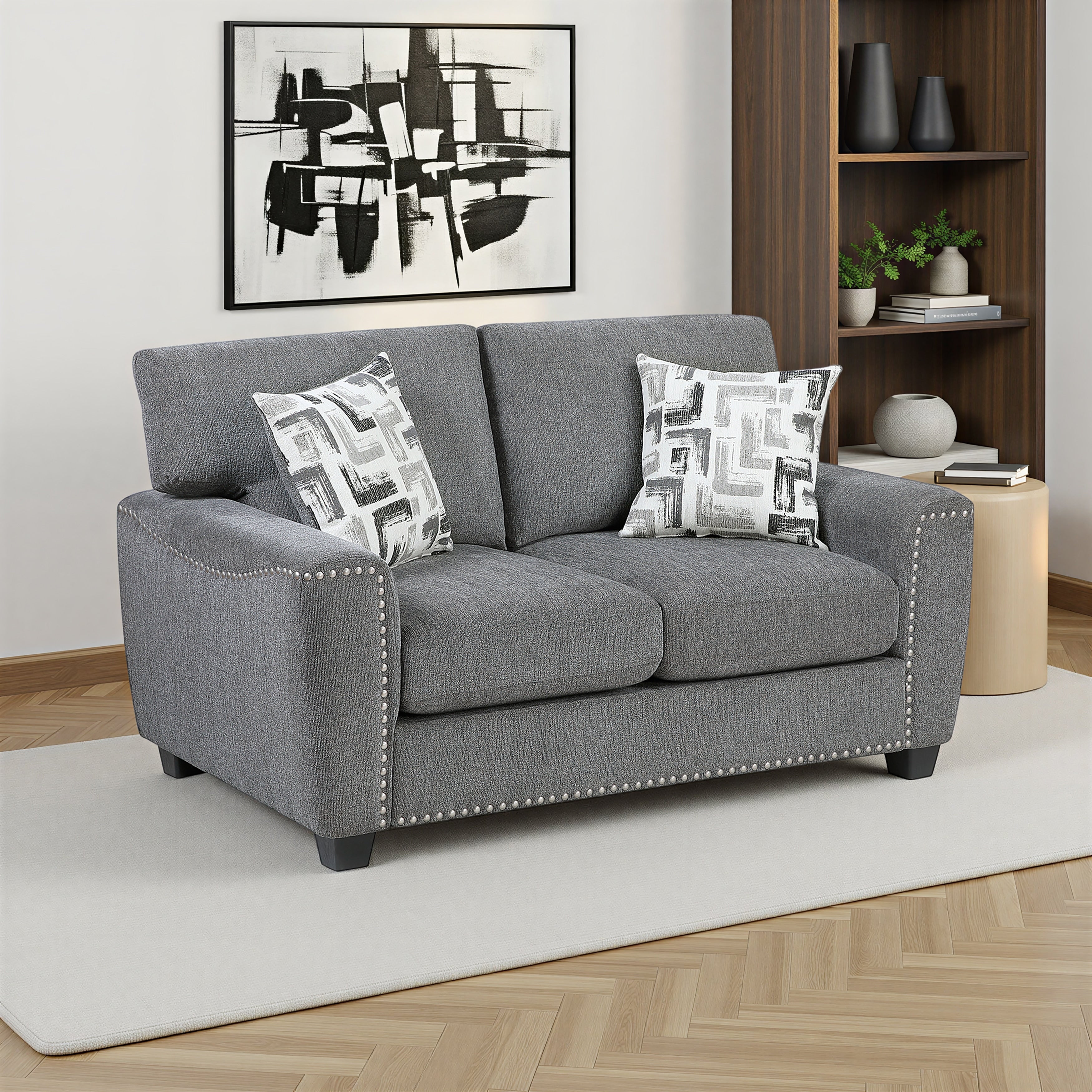 Windsor 65 Chenille Living Room Loveseat With Nailhead Trim