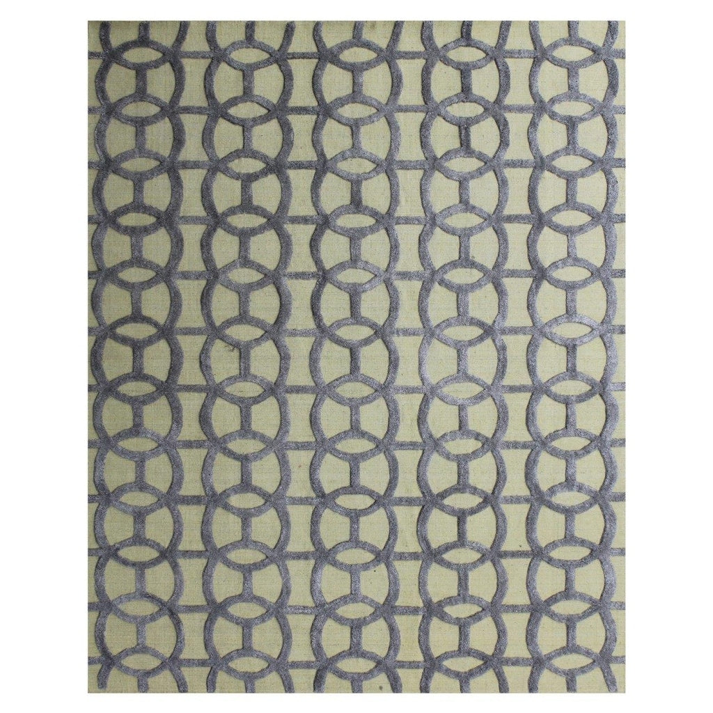 Windsor Handloomed Wool Bamboo Silk Blue Beige Area Rug