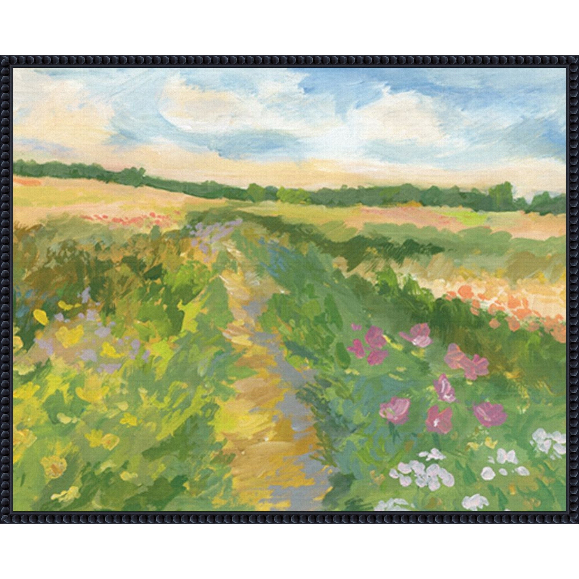 Windswept Flower Field I By Victoria Barnes Framed Canvas Wall Art Print