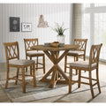 Windvale Cross Buck Wood 5 Piece Counter Height Dining Set