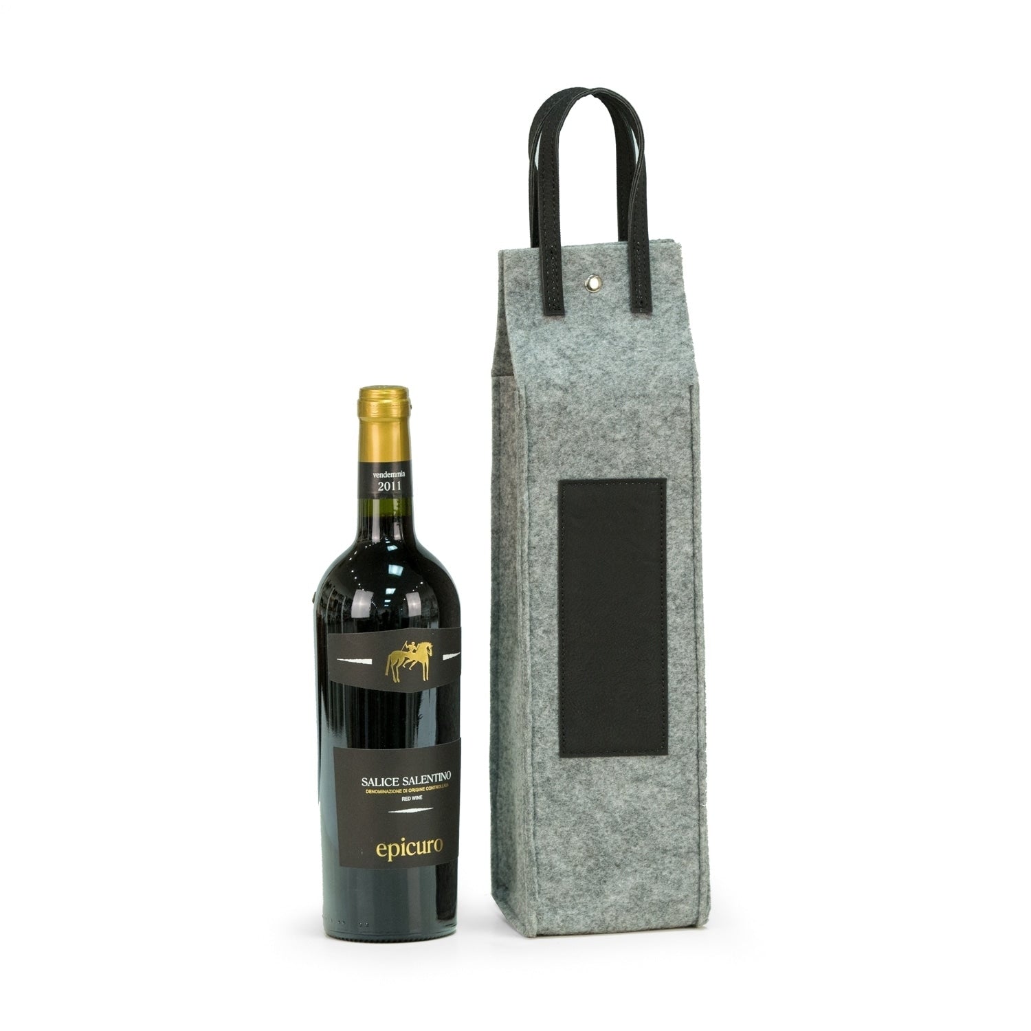 Wine Caddy Grey Felt Black Triming