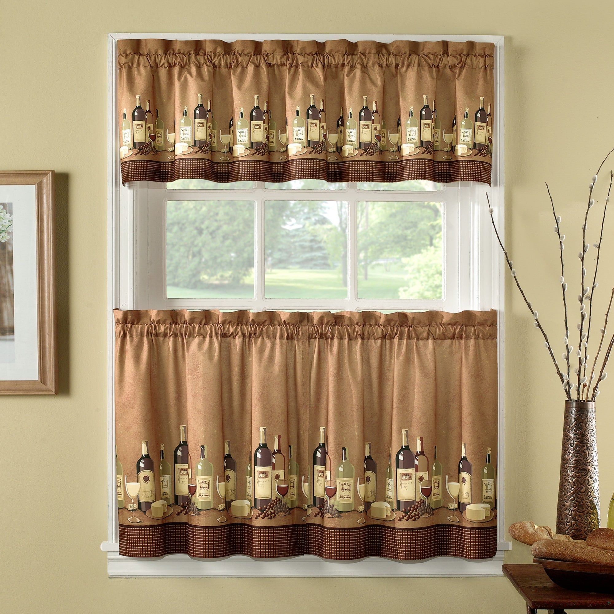 Wines 3 Piece Kitchen Curtain Tier Set