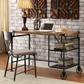 Herman Industrial Antique Black 2 Shelf Desk By Foa