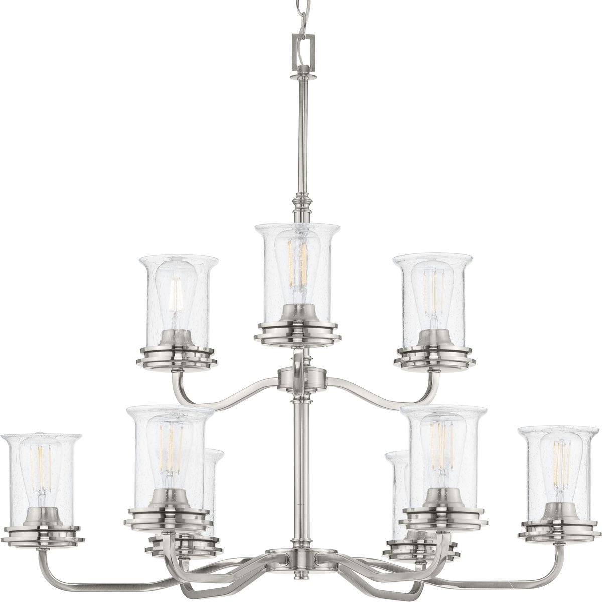 Winslett Collection Brushed Nickel Nine Light Chandelier 16 X 36 X 15.5
