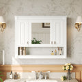 Winslow 35 Modern Wall Mounted Medicine Cabinet With Adjustable Shelves Open Storage And Hd Mirrored Doors By Gdfstudio