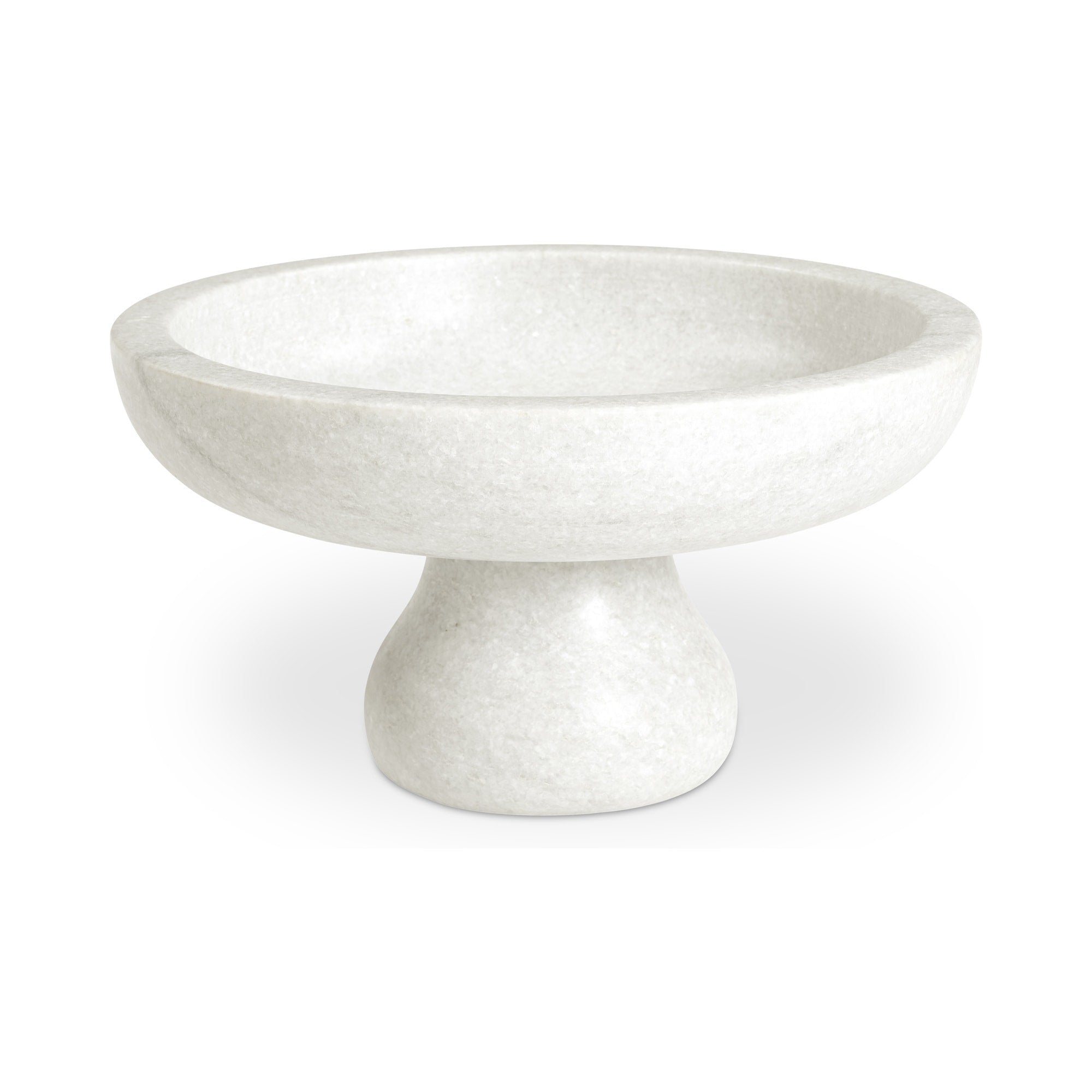 Winslow Bowl Rajnagar White Marble Artisan Made Classic Pedestal Form White