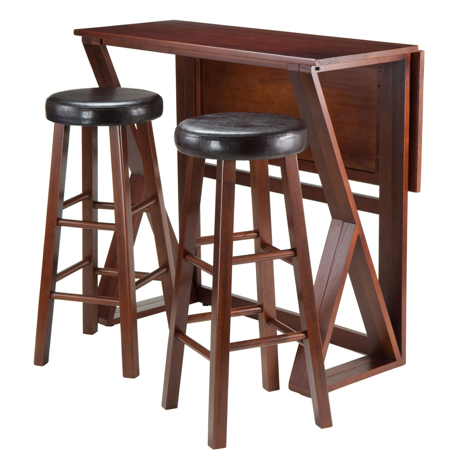 Winsome Harrington 3 Piece Walnut Dining Set With Drop Leaf Table