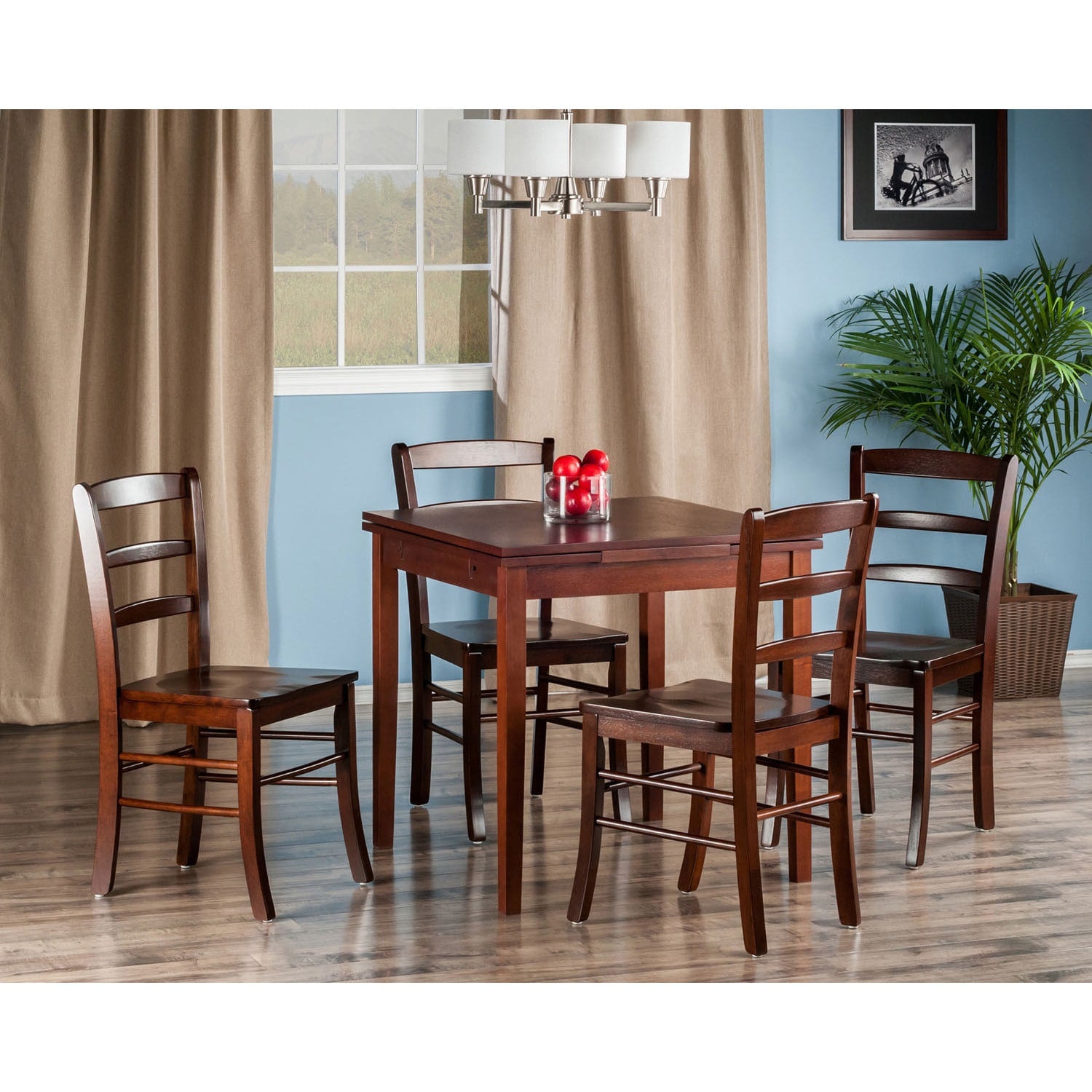 Winsome Pulman Extension 5 Piece Wooden Dining Table With Ladder Back Chairs
