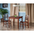 Winsome Pulman Walnut Wood Extension Dining Table With 2 Ladder Back Chairs