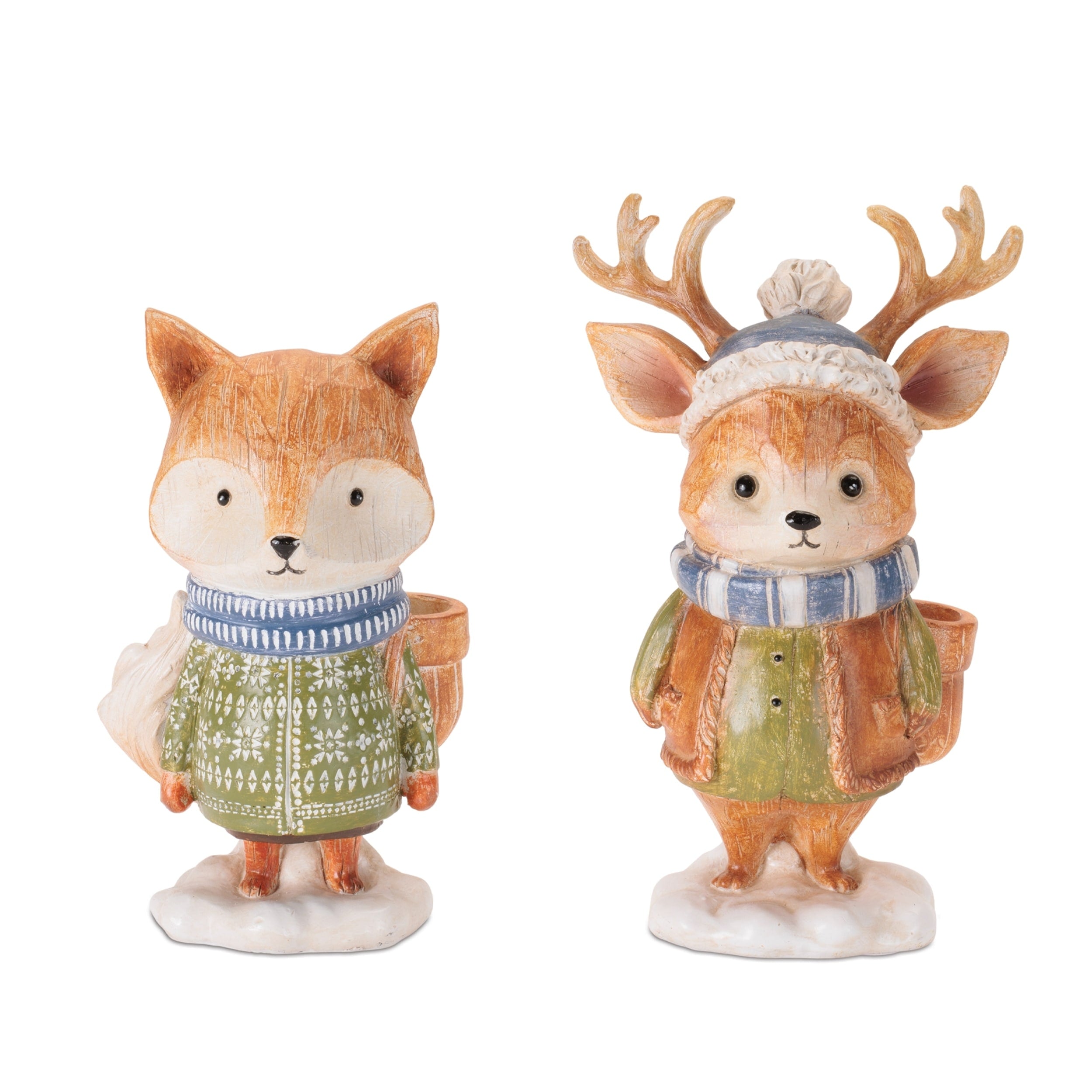 Winter Deer And Fox Figurines Set Of 4