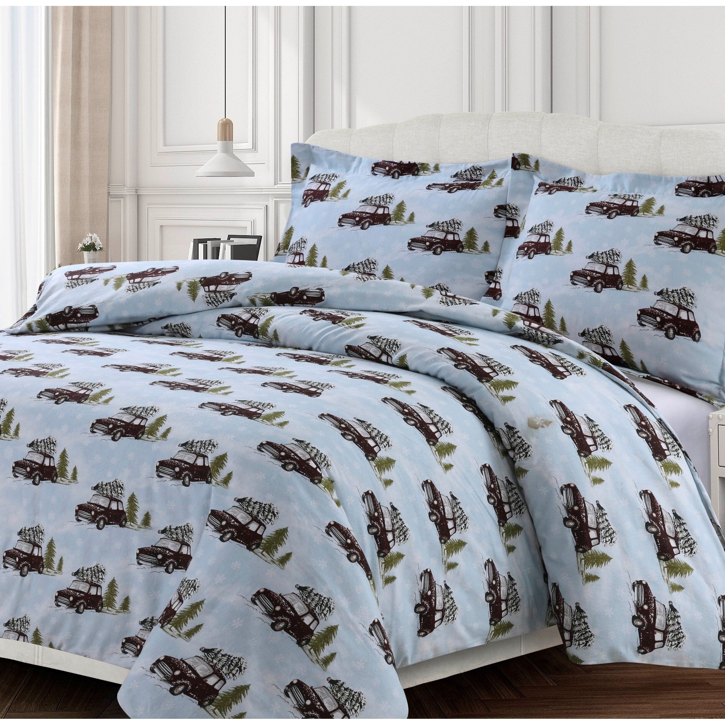 Winter Outing 170 Gsm Cotton Flannel Printed Oversized Duvet Set