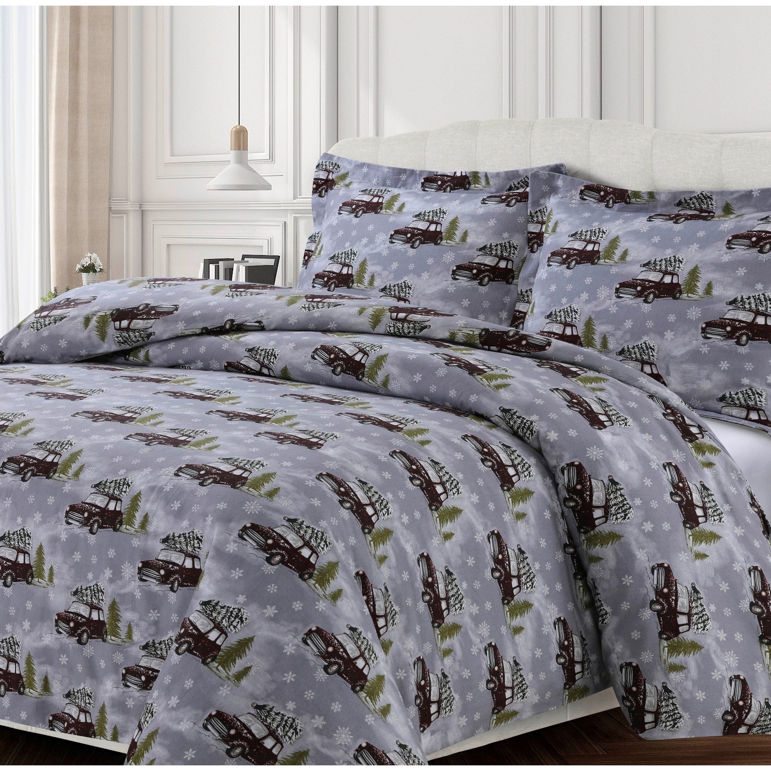 Winter Outing 170 Gsm Cotton Flannel Printed Oversized Duvet Set